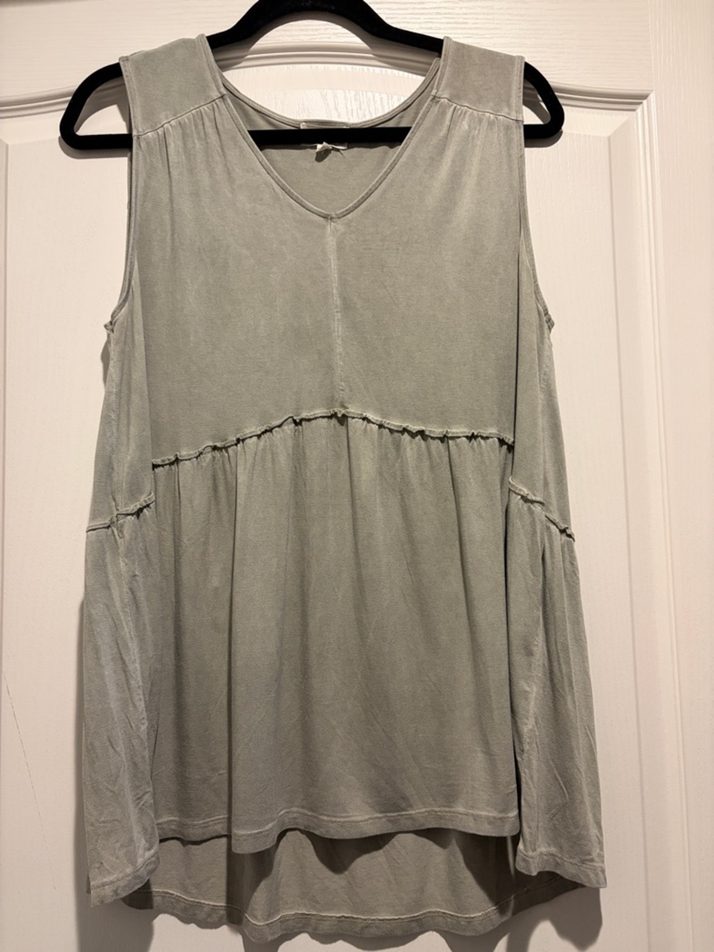 Sleeveless V-Neck Tunic in Sage Green by
